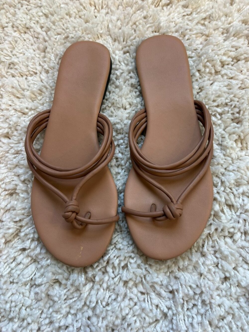 Flip Flop Sandals Women's Brown Size 9 Toe Loop Classic Comfort Block Heel
